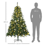 Artificial Christmas Tree 180cm with LED Lights & Baubles - Green