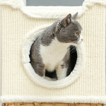 Cat Scratching Barrel, Three-Tier 75.5 cm High, Cream White