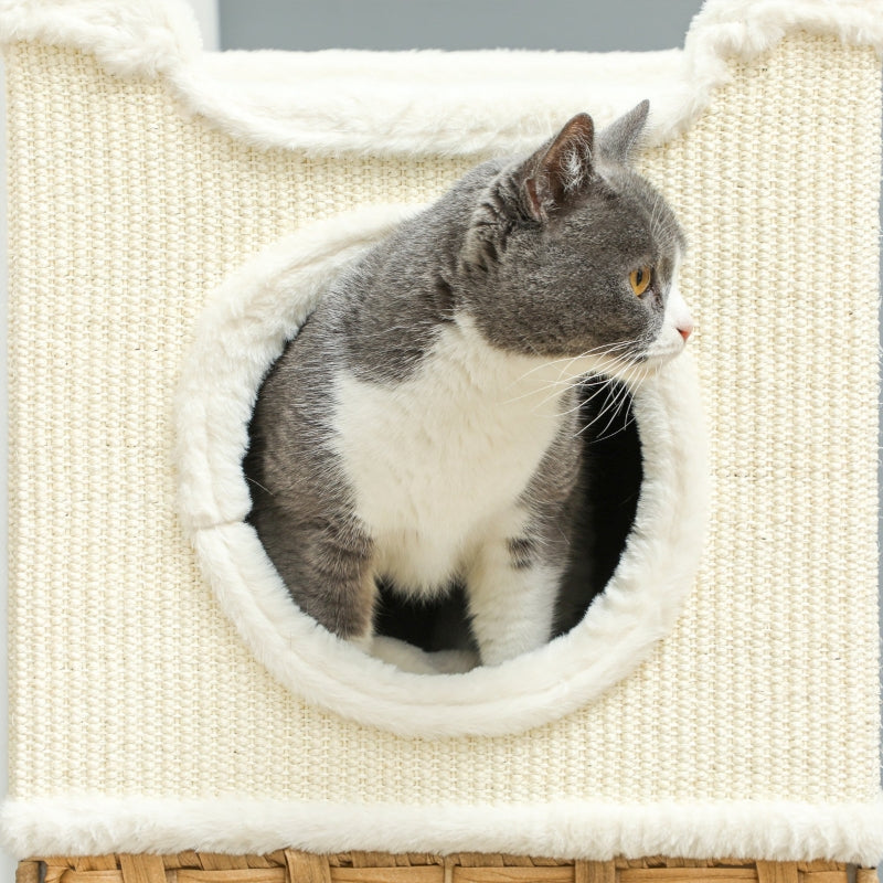 Cat Scratching Barrel, Three-Tier 75.5 cm High, Cream White