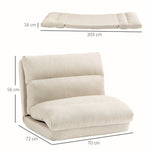 Folding Floor Chair, 6-Level Adjustable, Thick Padding, Bed Function, Beige Linen