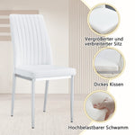 Table Set, Rectangular Dining Table with Storage Shelf and 4 Armchairs, White Faux Leather