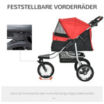 Dog & Cat Pet Stroller, Foldable 3 Wheels, Oxford Red Black