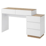 Desk and Dressing Table with 5 Storage Drawers, White and Oak