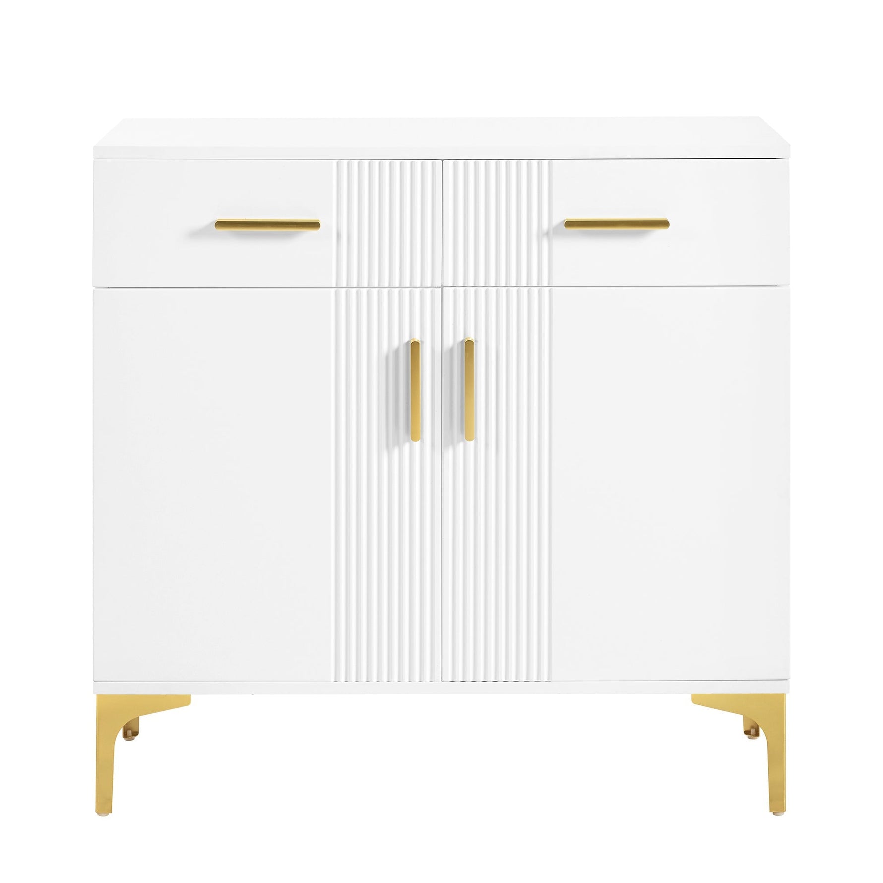 Modern sideboard with 2 doors and 2 drawers, metal