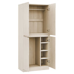 Wardrobe Double Door 70x40x170cm Storage Compartment, Wood Color