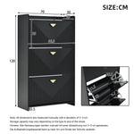 Shoe Cabinet with 6 Drop-Down Doors and Adjustable Width, Two-Piece Set, Black MDF