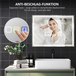 LED Bathroom Mirror 80x60 cm Bluetooth Anti-Fog Clock, Silver