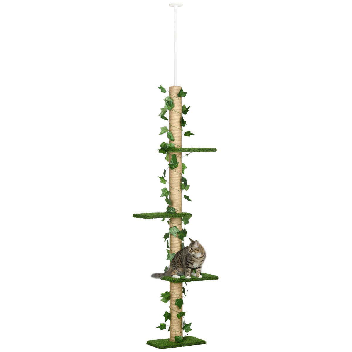 Cat Tree, Height Adjustable Jute, Green and Yellow