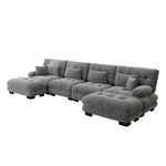 Modular Corner Sofa U-Shaped 4-Seater Movable Ottoman Chenille Grey