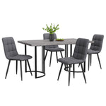 5-Piece Dining Set Modern 140x80cm Table & 4 Chairs Grey MDF Dark Grey Linen