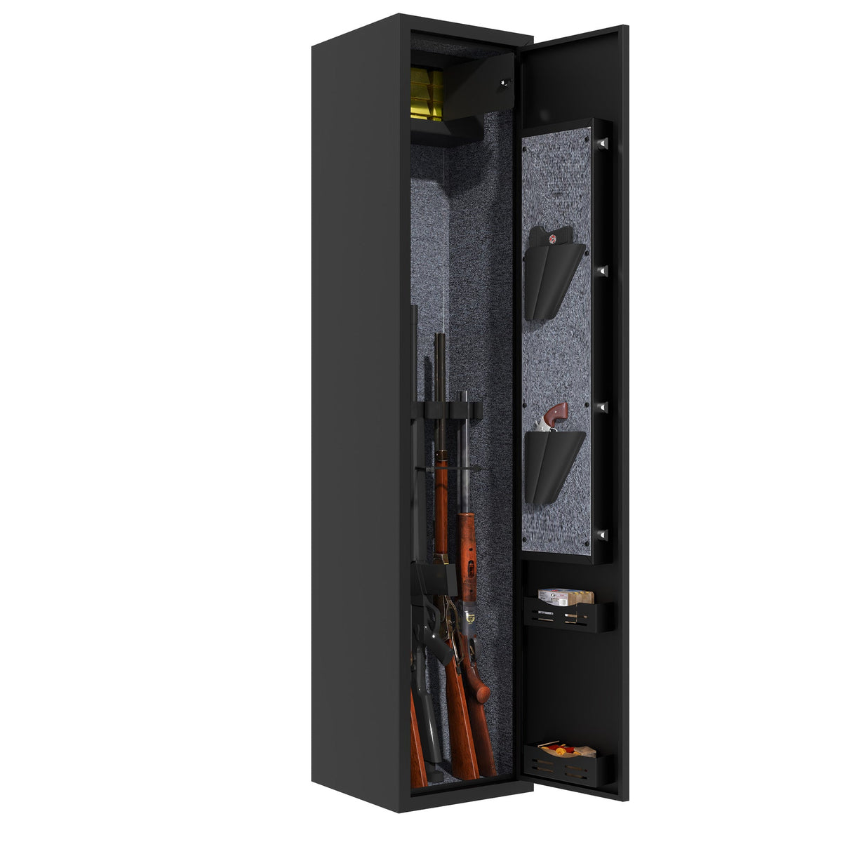 Gun Cabinet 5 Long Guns Rifles Pistols Quick Access Steel Safe 138x30x30cm
