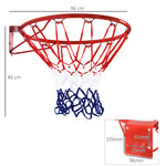 Basketball hoop net 46 cm, steel tube & nylon, red blue white