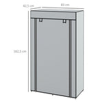 Fabric Wardrobe 5 Compartments, Clothes Rail, Light Grey