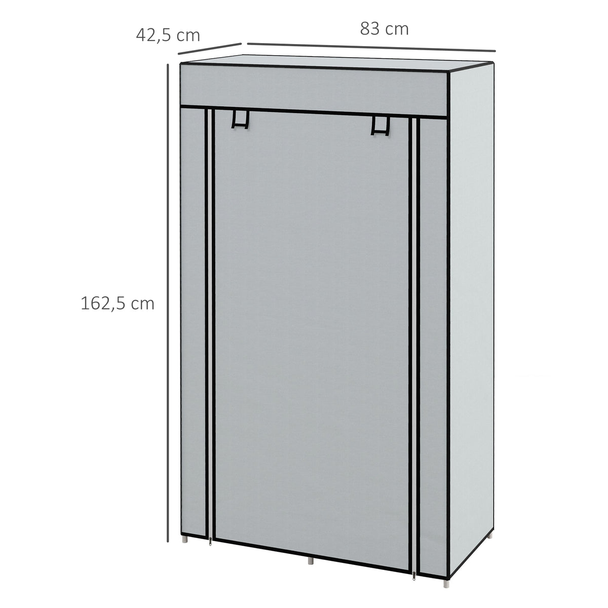 Fabric Wardrobe 5 Compartments, Clothes Rail, Light Grey