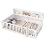 Daybed Sofa Bed 90x200cm Storage Compartment Railing - Pine Wood White