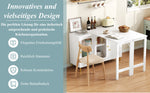 Buffet Sideboard Folding Extendable Top Rotating Glass Wave Doors - White