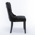 Nikki Collection Tufted Velvet Upholstered Dining Chair 2-Pc Set - Black