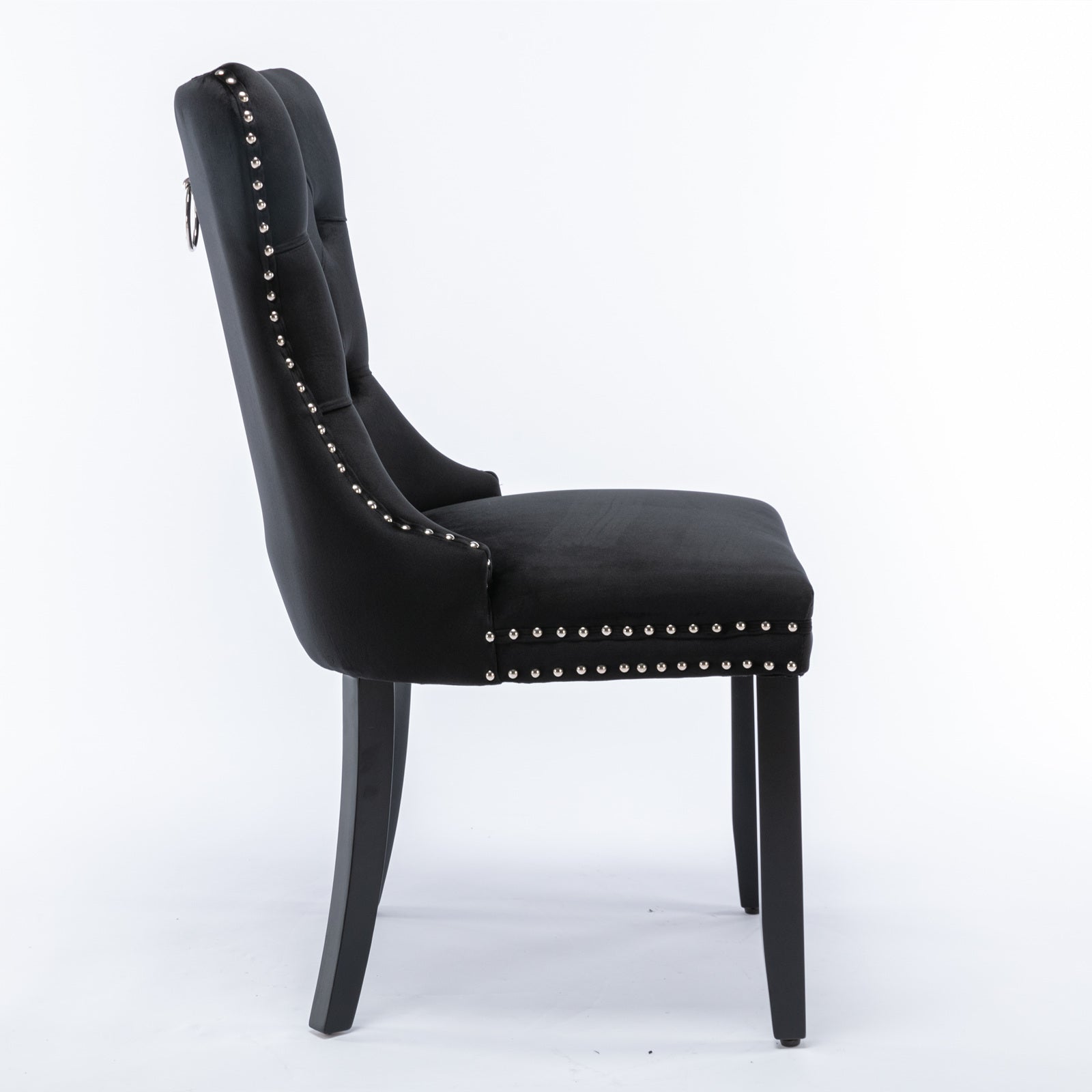 Nikki Collection Tufted Velvet Upholstered Dining Chair 2-Pc Set - Black