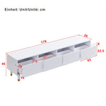 TV Cabinet 178cm, Minimalist Design, 4 Drawers, White MDF & Acrylic