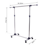 Coat Rack with Wheels, Height-Adjustable, Extendable Clothes Rail, Stainless Steel