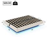 Upholstered Bed 140x200cm Floating Hydraulic Storage LED Light, Linen Beige