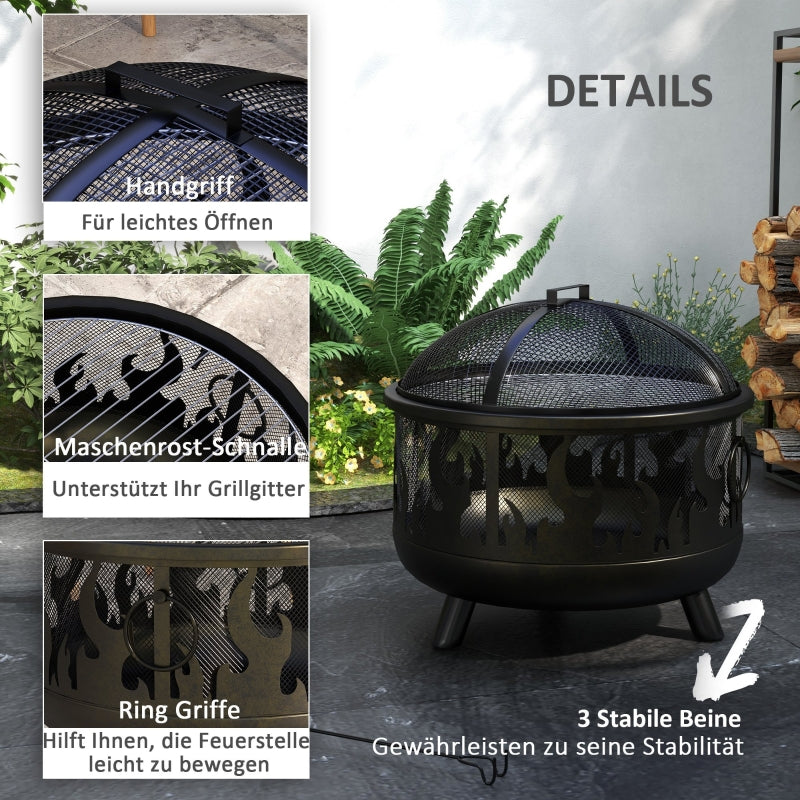 Fire Bowl, Spark Guard & Poker, Ø61.5 cm, Black