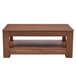 Coffee Table with Modern Two-Tiered Design, Walnut Wood MDF