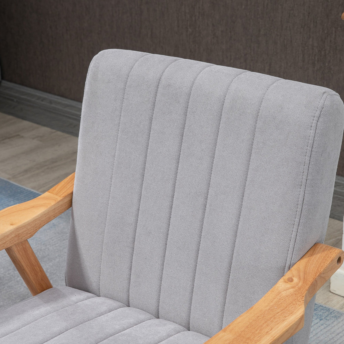 Wing Chair with Armrests, Scandi Design, Light Grey