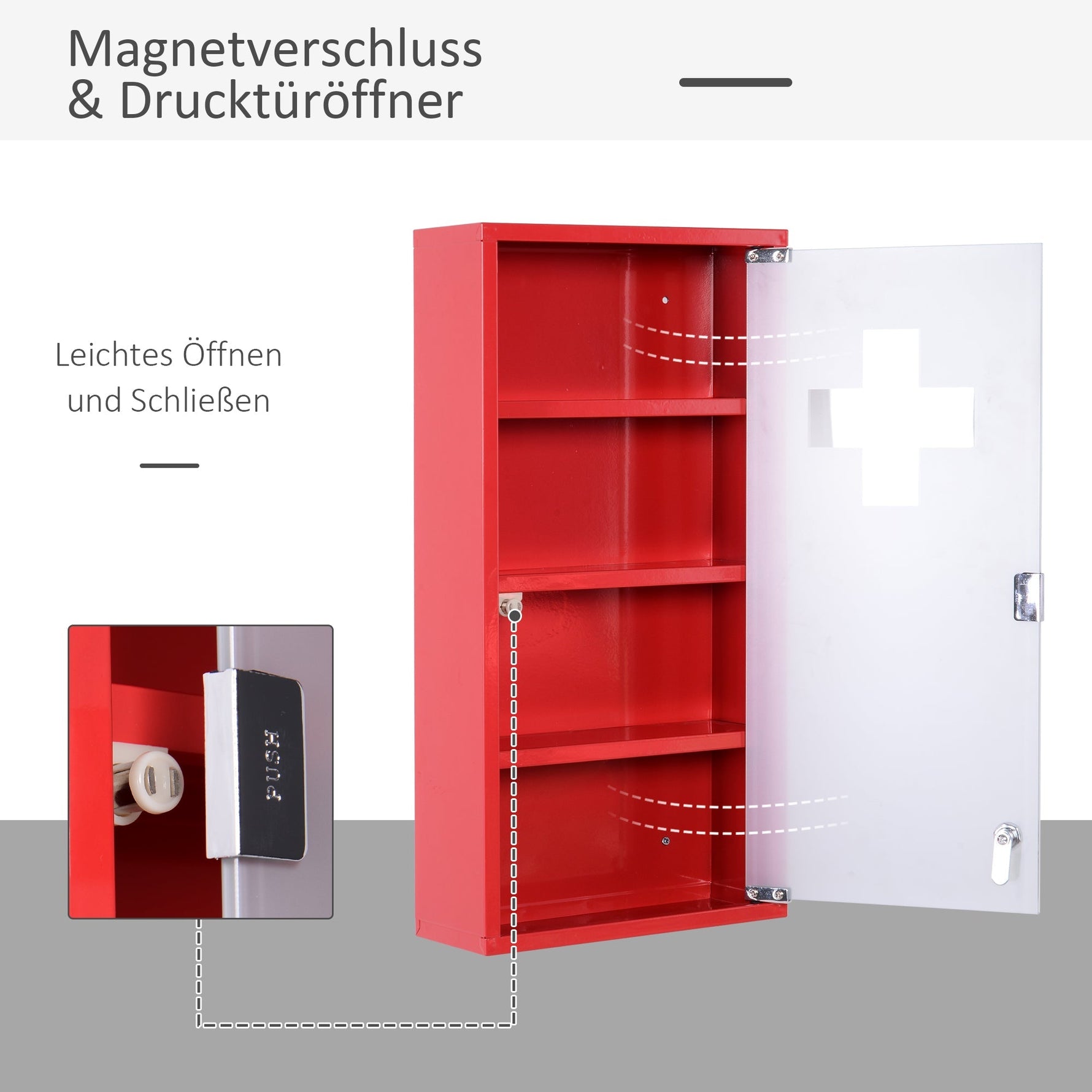 First Aid Cabinet, Locking Storage for Home/Office, Stainless Steel Model 3