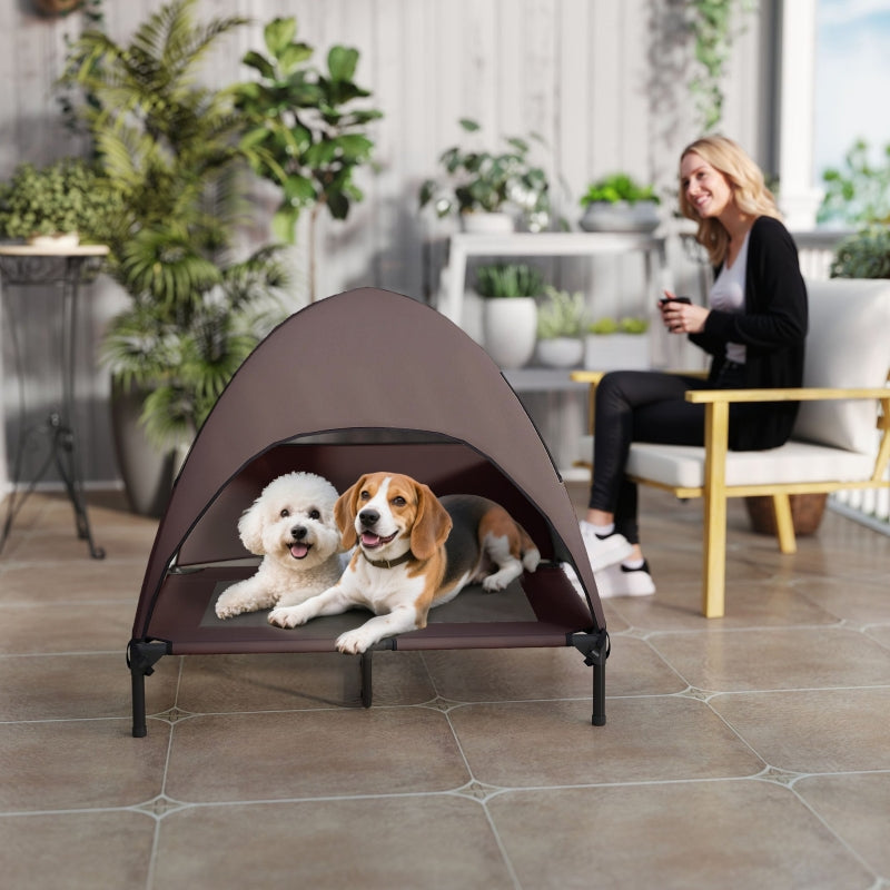 Outdoor Dog Bed, Roof Raised for Large Dogs, Coffee