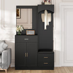 Compact Wardrobe and Shoe Cabinet Combination, Multifunctional Storage Shelf with Mirror, Modern