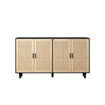 Rattan Storage Cabinet, 158cm 4-Door Decorative, Black