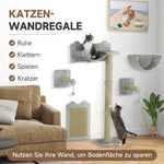 Cat Climbing Wall, 5-Piece, Hammock, Jumping Platform, Light Gray Polyester
