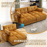 Palm Chair with Fluffy Cushions, Headrest, 3-Cup Holder & Side Pocket, Mustard