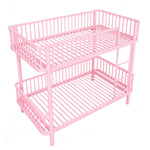 Metal Bunk Bed 90x200 with Safety Railing, Space-Saving, Black, Pink