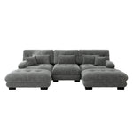 Luxury Modular Corner Sofa, Oversized U-shaped Cloud with Ottoman, Chenille Grey
