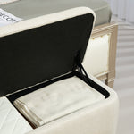 Storage Bench, Upholstered with Safety Hinges & Wooden Legs, Linen Look