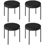 Set of 4 Dining Stools Stackable Upholstered Velvet Look Black Metal