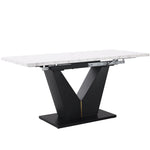 Telescopic Dining Table Extendable 99-159x75cm Space-Saving White V-Shaped Top