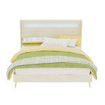 Upholstered Bed with LED Headboard & Mattress 140x200 cm, Beige
