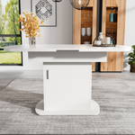 Extendable Oval Dining Table Modern Minimalist Storage Space-saving White