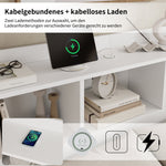 Wooden Double Bed 140x200cm with Integrated Charging, Storage Drawers and Pull-out Bedside Tables, White Wood
