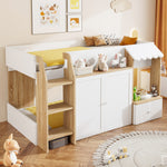 Children's House Bed 90x200cm with Storage & Ladder, Solid Wood