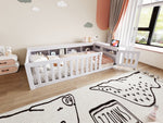 Kids Bed 90x200cm with Storage & Safety Rail, Solid Wood White