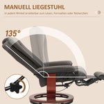 Reclining TV Armchair, Swivel Adjustable Backrest 150 kg Capacity, Faux Leather Brown