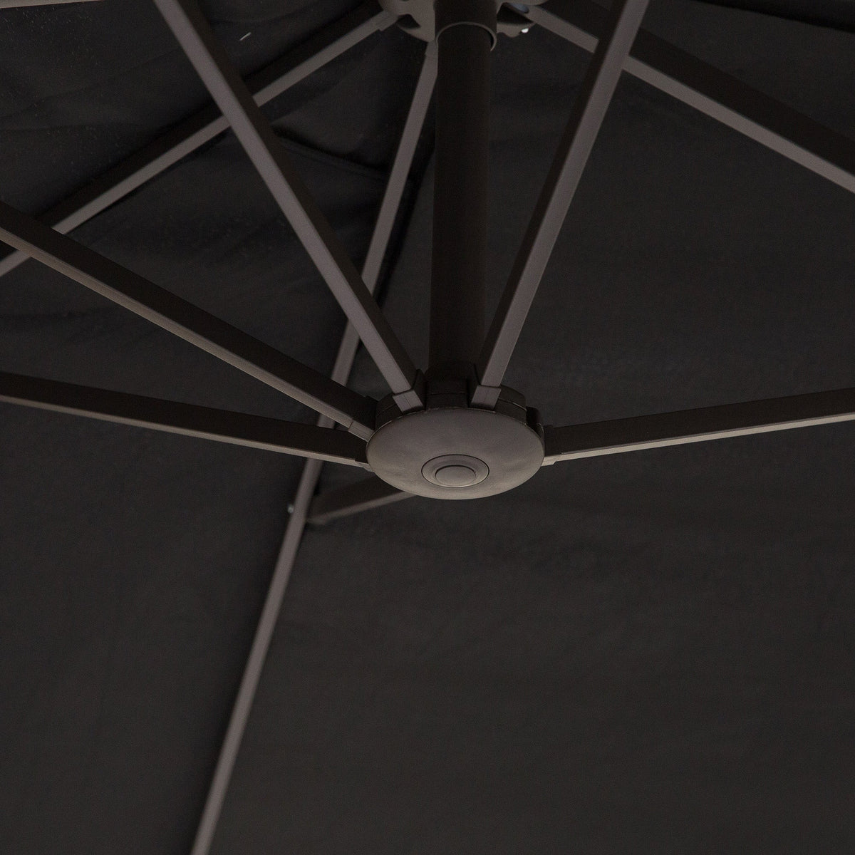 Parasol Double Patio Umbrella with Hand Crank, Oval, Black
