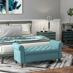 Upholstered Bench with Storage, 120 kg Load Capacity, 126x48.5x47 cm, Green Velvet Look