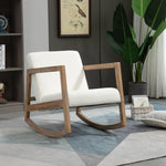 Rocking Chair, Upholstered, Wooden Frame, Cream White