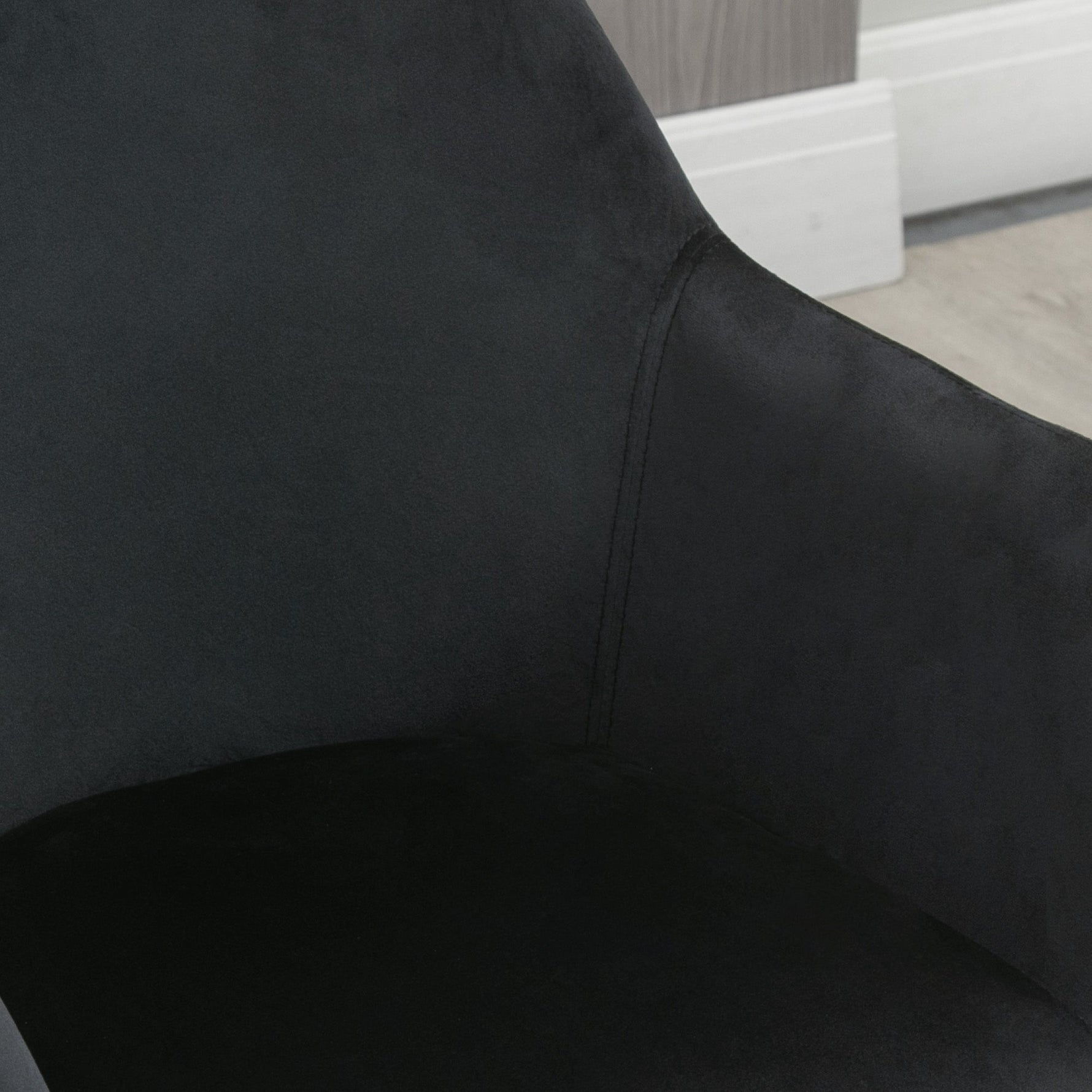 Kitchen Chairs, Set of 2 Ergonomic with Armrests, Polyester Wood, Black