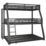 Triple Bunk Bed Frame 90x200/120x200/140x200cm, Black Metal